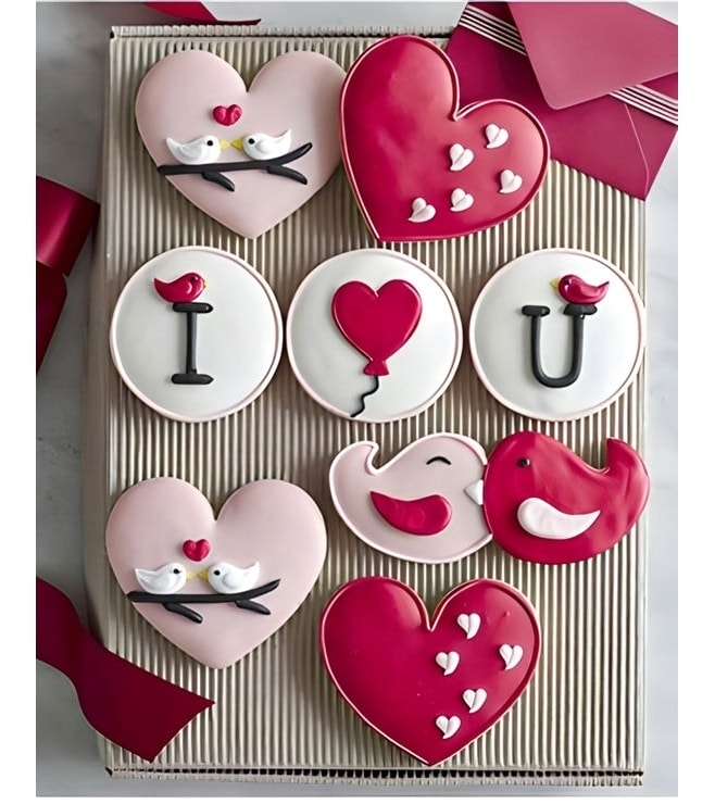 Pink Lovebirds Valentine's Cookie Box, Cookies