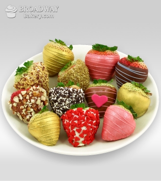 قلوب مجنونة - دزينة من الفراولة المغطاة بالشوكولاتة