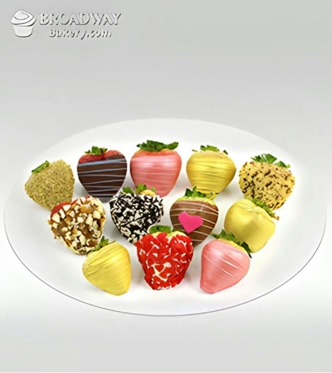 قلوب مجنونة - دزينة من الفراولة المغطاة بالشوكولاتة