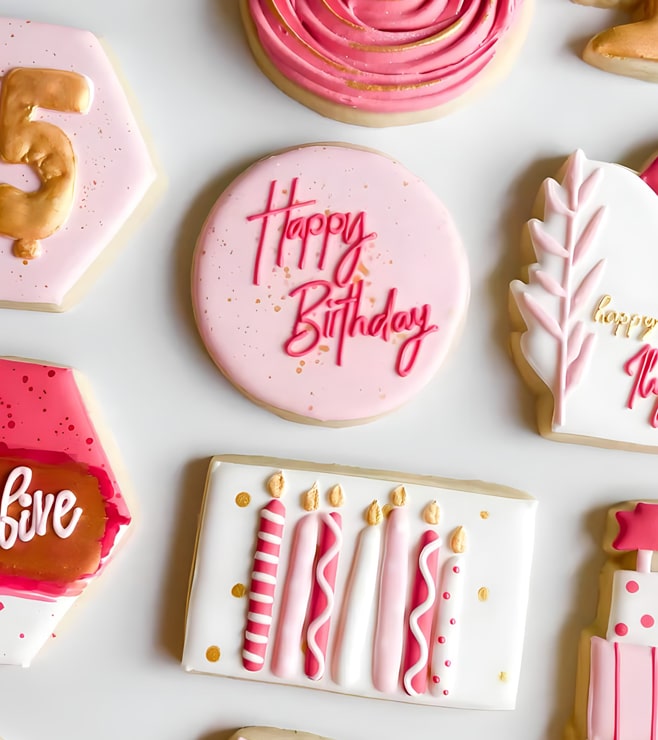 Cheerful Pink Birthday Cookies, Cookies