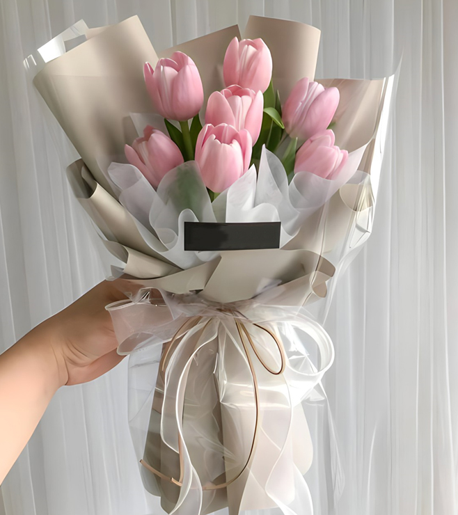 Sweet Pink Tulip Bouquet, Tulips
