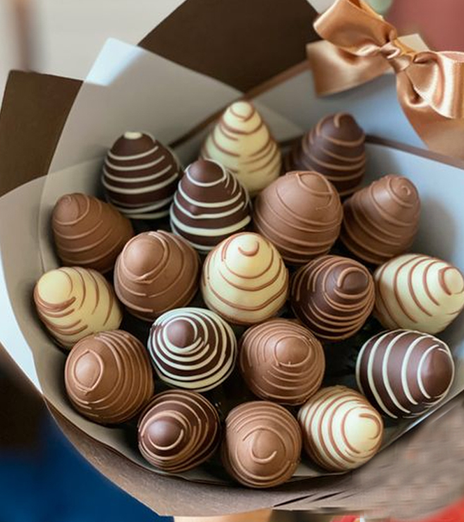 باقة فراولة مغموسة بالشوكولاتة، أتمنى لك الشفاء العاجل