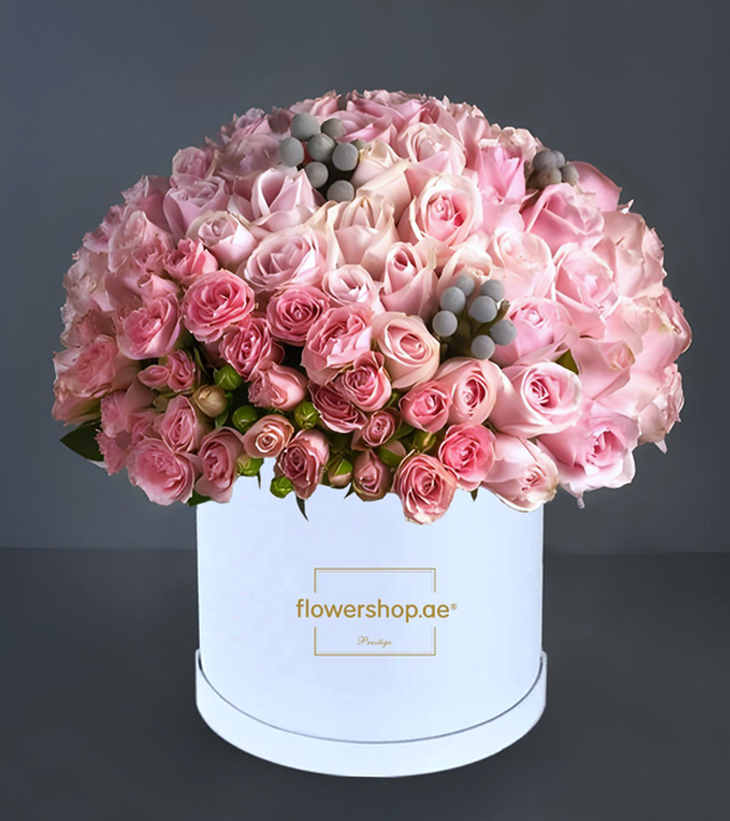 صندوق قبعات وردي، زهور