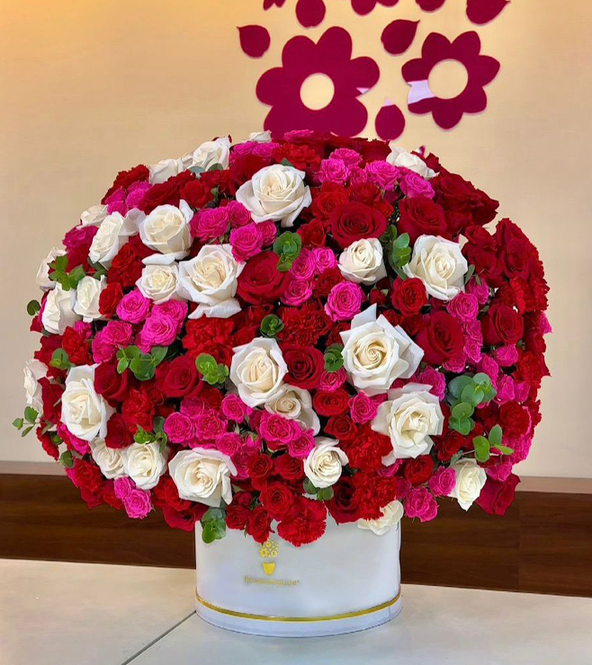 قلبي كله لك صندوق قبعات، زهور