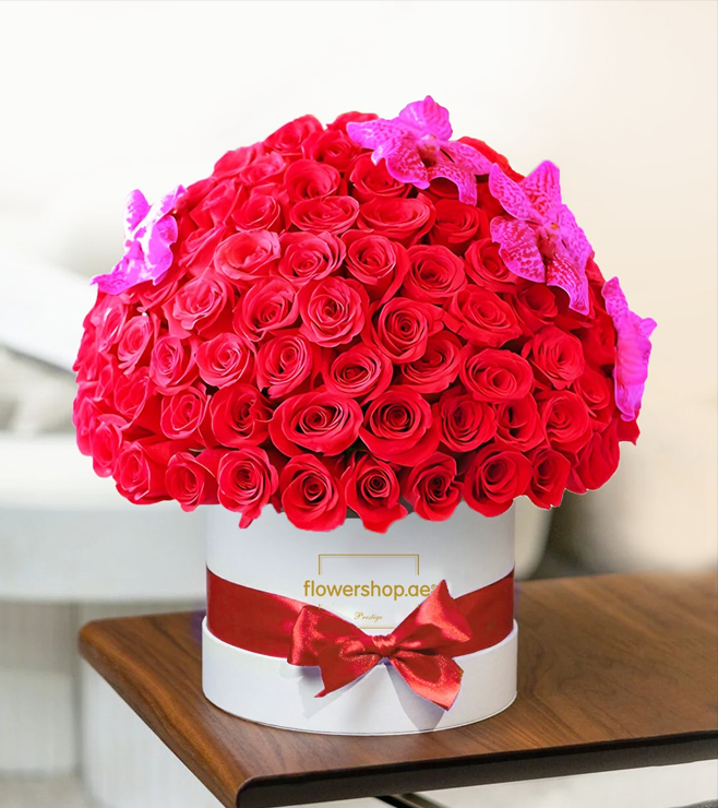 صندوق قبعات ساحر بالورود الحمراء