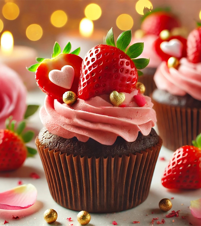 Strawberry Heart Cupcakes
