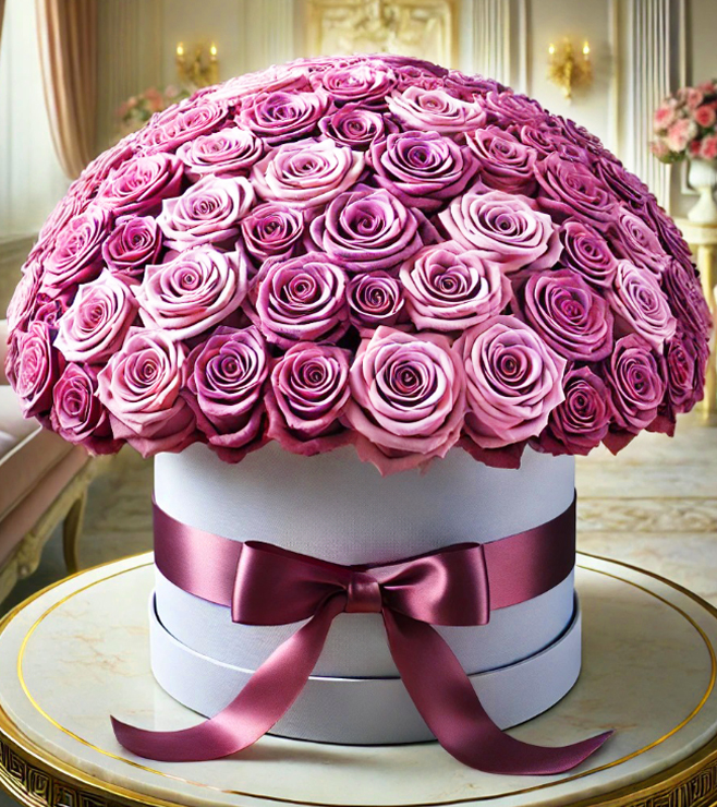 صندوق قبعات Purple Paradise Rose، مجموعة فاخرة