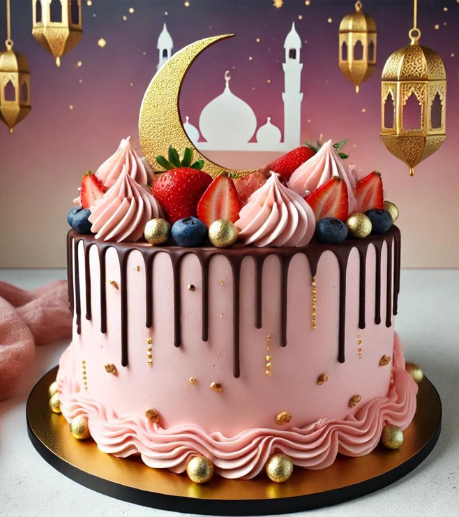 كعكة هلالية وردية