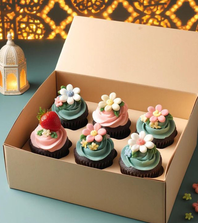 كب كيك عيد الأضحى المبارك بالزهور