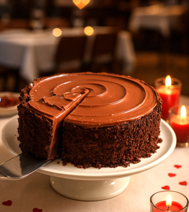 كعكة الشوكولاتة على شكل قلب