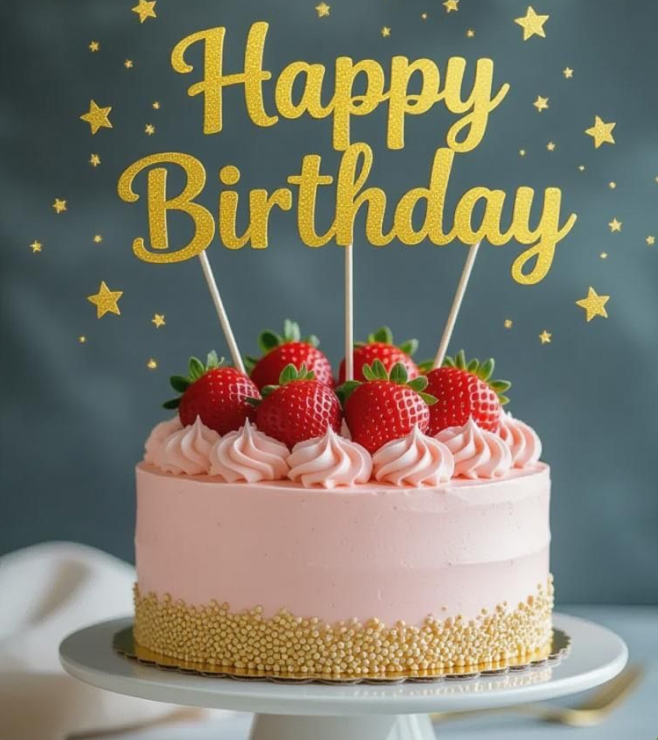 كعكة الفراولة بالفانيليا الوردية