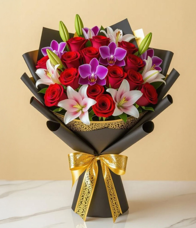 باقة أوركيد ملكية، زهور