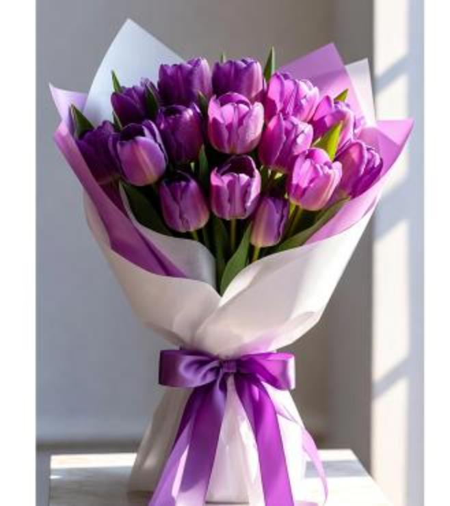 Purple Tulips Bouquet, Women's Day