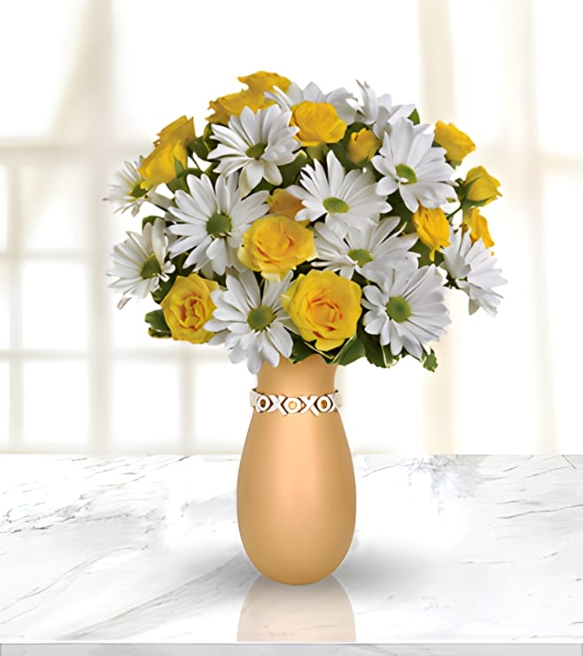 باقة غروب الشمس الذهبية، زهور الأقحوان