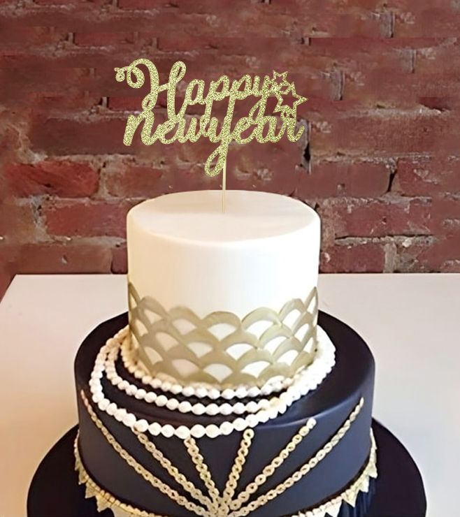 كعكة رأس السنة الجديدة المزينة للليل