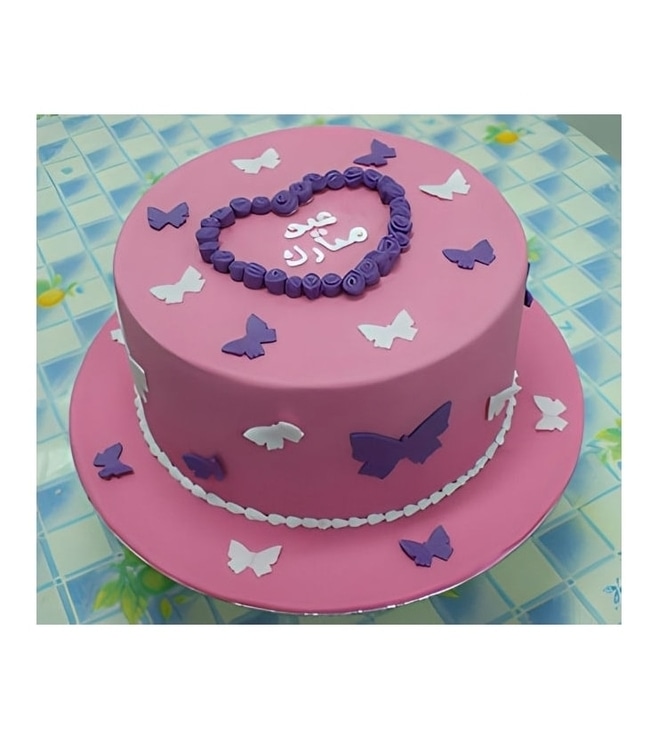 كعكة عيد الميلاد الوردية