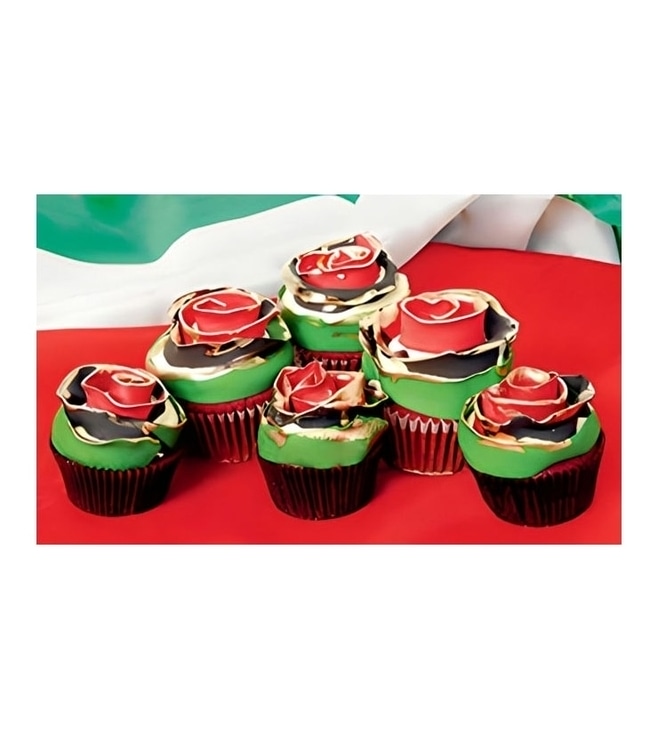 كب كيك على شكل علم الورود الأبدية