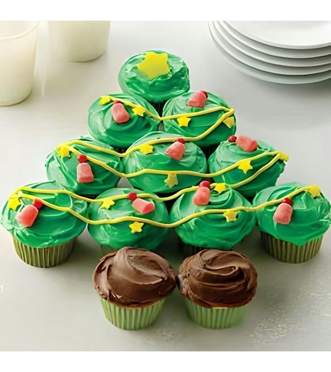 كب كيك شجرة عيد الميلاد القابلة للفك