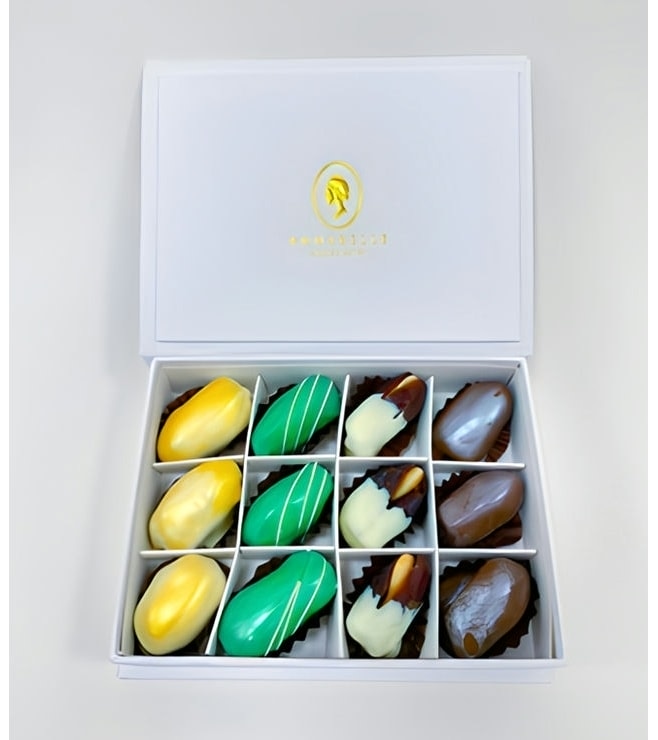 علبة تمر مغموس بالشوكولاتة