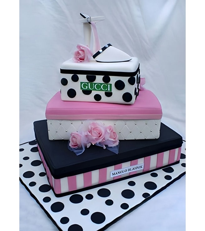 كعكة حفل الزفاف Polkadot Shoebox Stack، كعكات