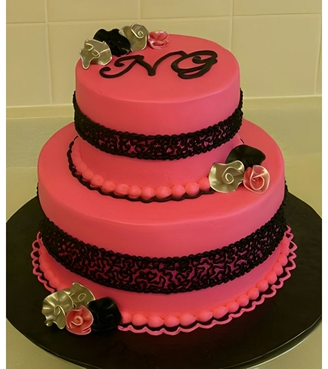 كعكة زفاف كلاسيكية وردية متدرجة، كعكات