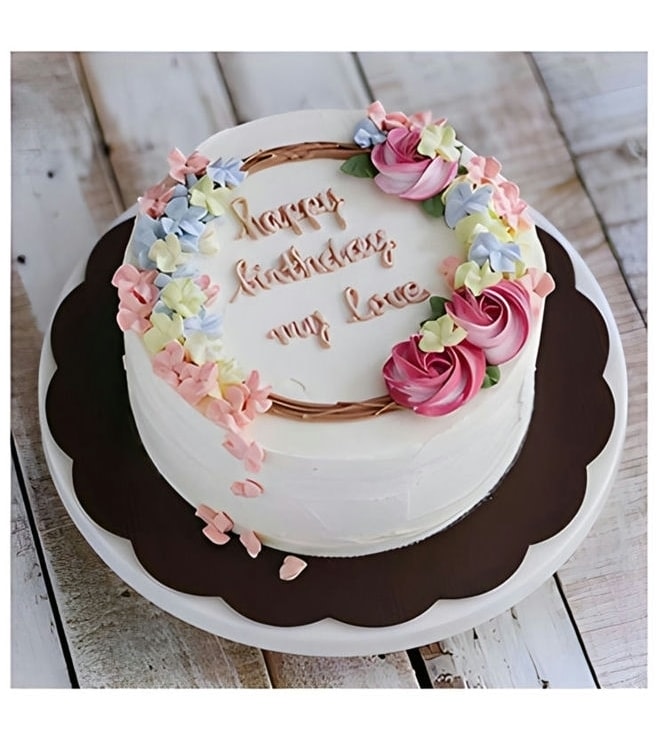 كعكة عيد ميلاد كلاسيكية بالزهور، كعكات