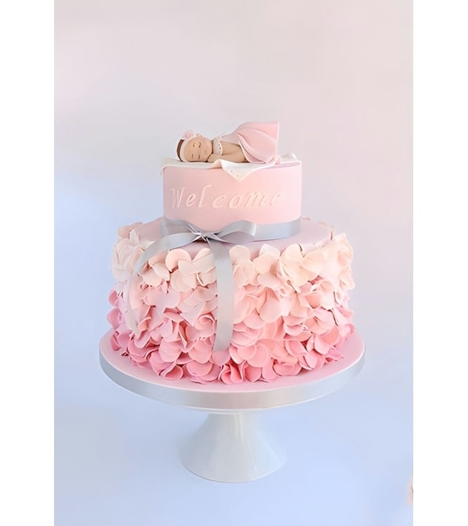 كعكة الطفلة الصغيرة المزينة بالكشكشة