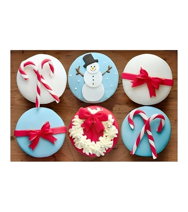 نصف دزينة (6) من الكب كيك المثلج لعيد الميلاد