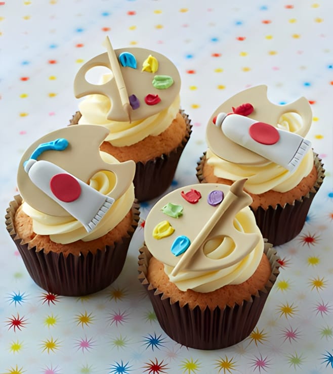 كب كيك لوح ألوان الفنان