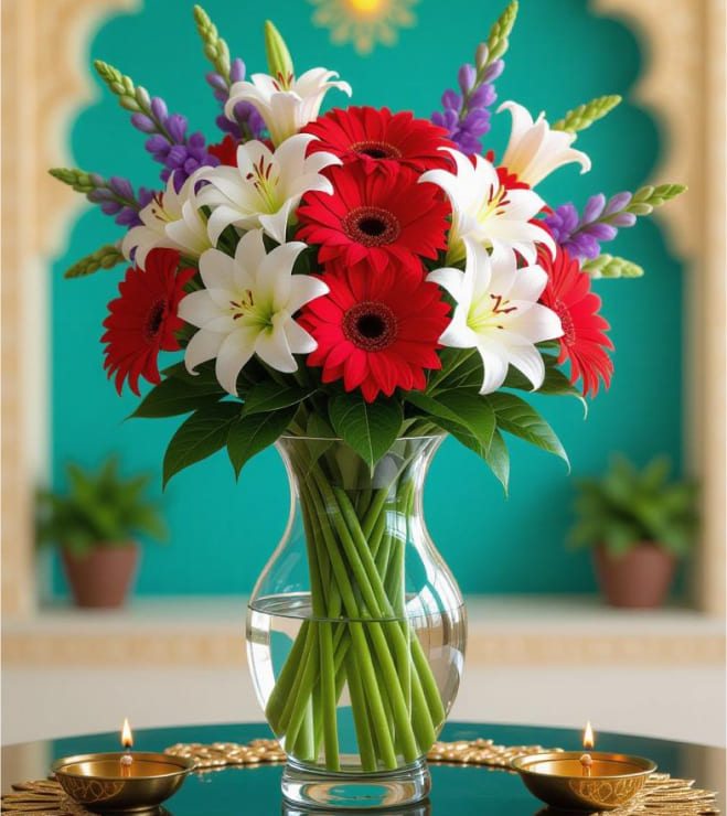 مزهرية أورورا ليلي، زهور