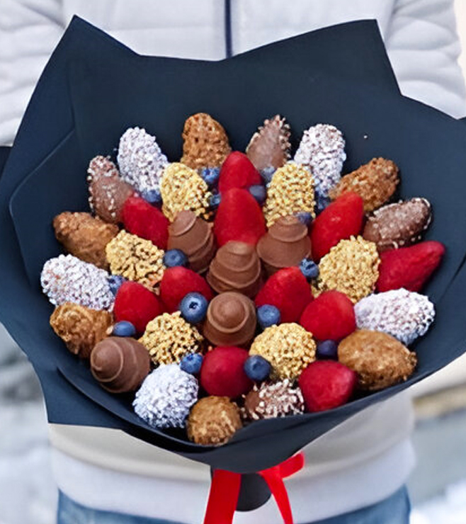 باقة زهور التوت، فراولة مغطاة بالشوكولاتة