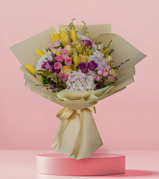 باقة زهور الربيع بألوانها الأنيقة