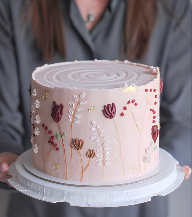 كعكة مطرزة بالزهور
