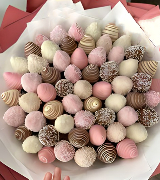 باقة فراولة غنية بالنكهة، فراولة مغطاة بالشوكولاتة