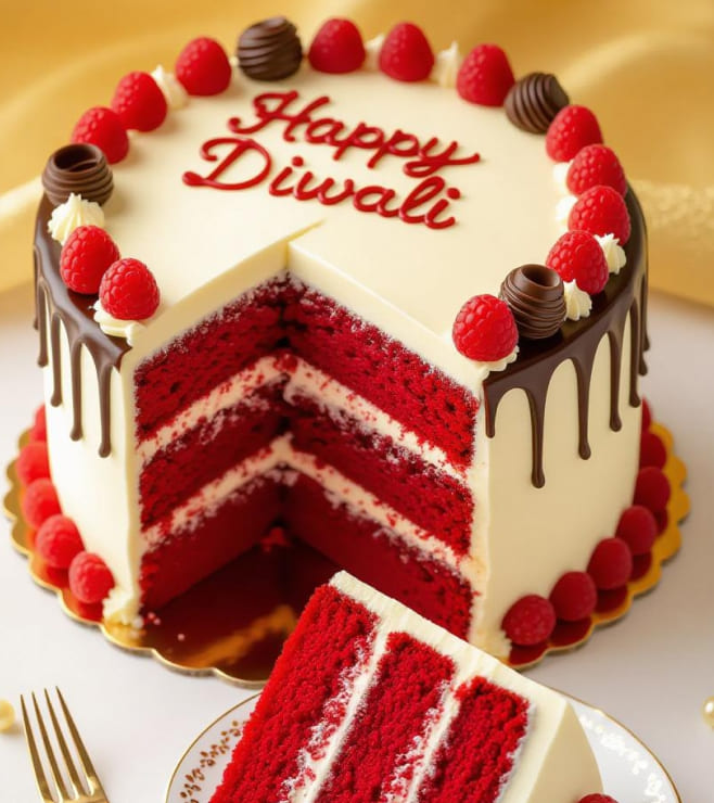 كعكة قرمزية مزينة بالكريمة