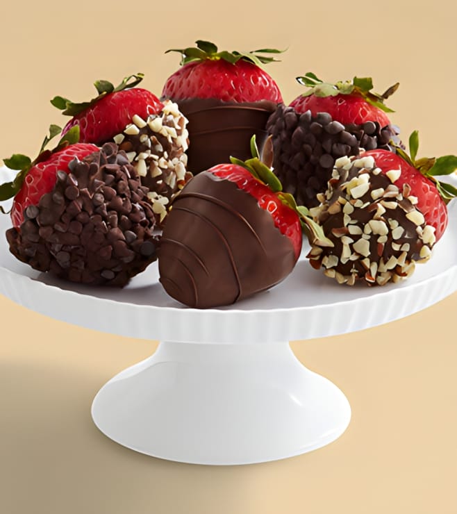 الجانب المظلم - 6 فراولة سوداء بالكامل، علب من الفاكهة المغطاة بالشوكولاتة