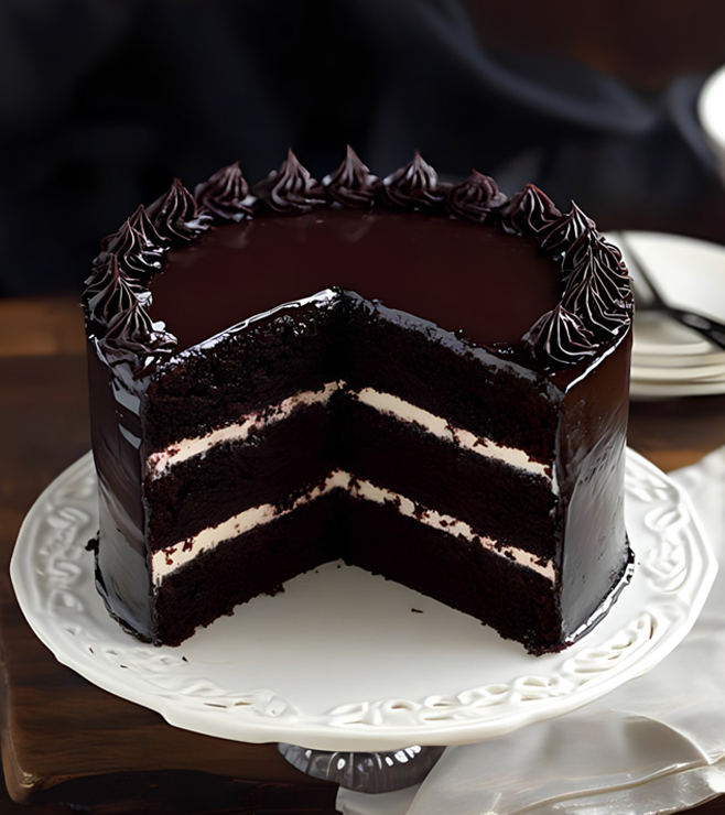 Glossy Black Velvet Cake