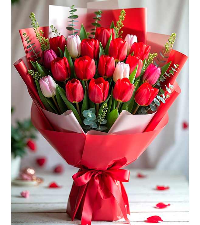 باقة زهور التوليب المثيرة للمشاعر