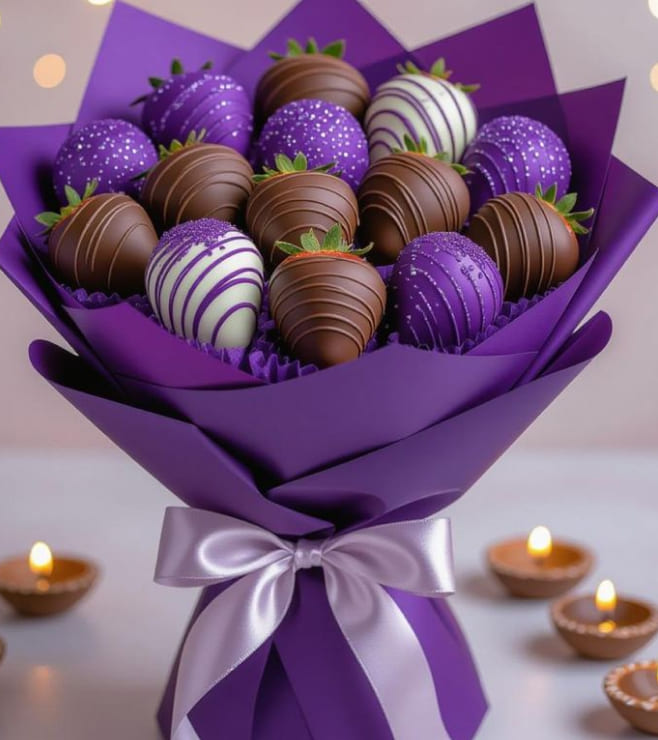 Lilac Dipped Strawberry Bouquet