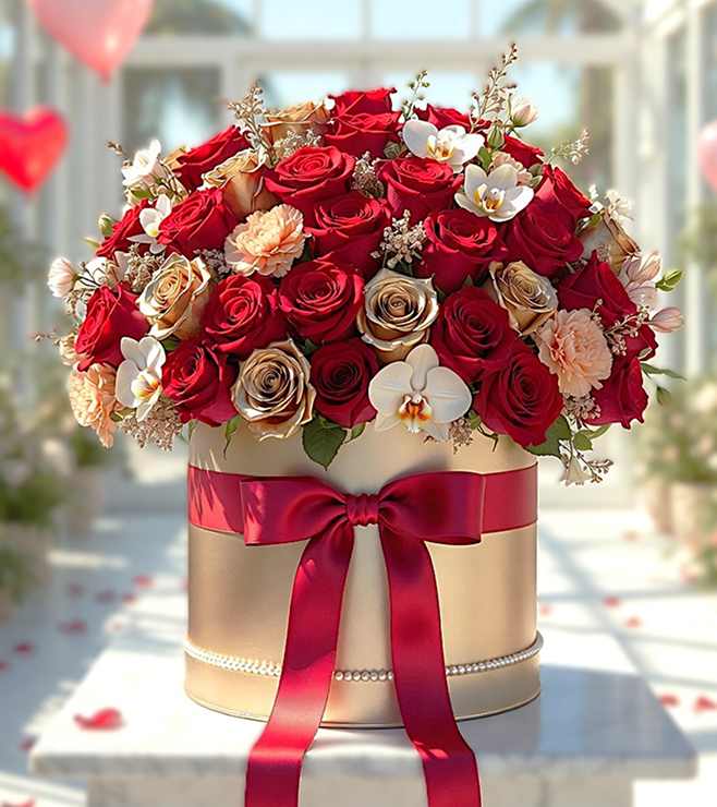 حب في زهرة صندوق القبعات