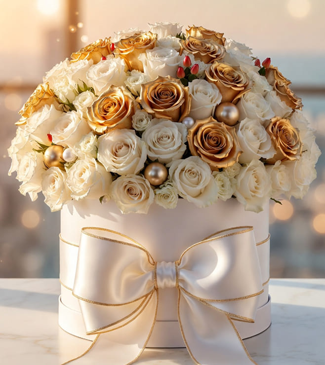 صندوق قبعات أنيق منتصف الليل، زهور