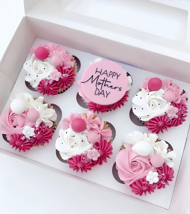 كب كيك زهور عيد الأم