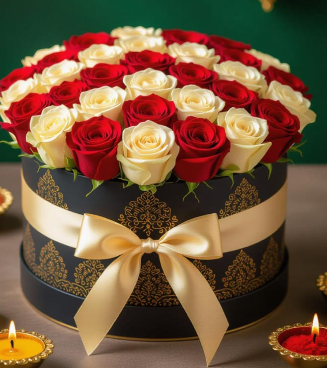 صندوق قبعات نوار رويال، زهور