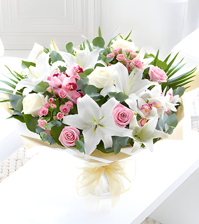 أوركيد، زنبق ووردة مربوطة يدويًا، أوركيد