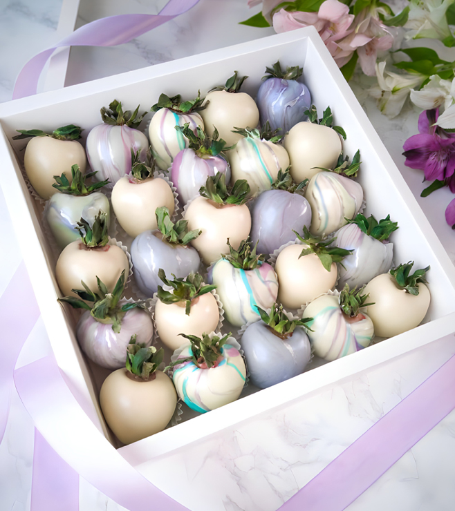 Pastel Marble Dipped Strawberries