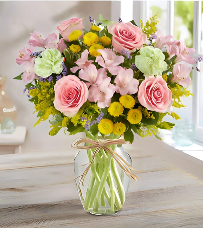 باقة زهور باستيل، ورود