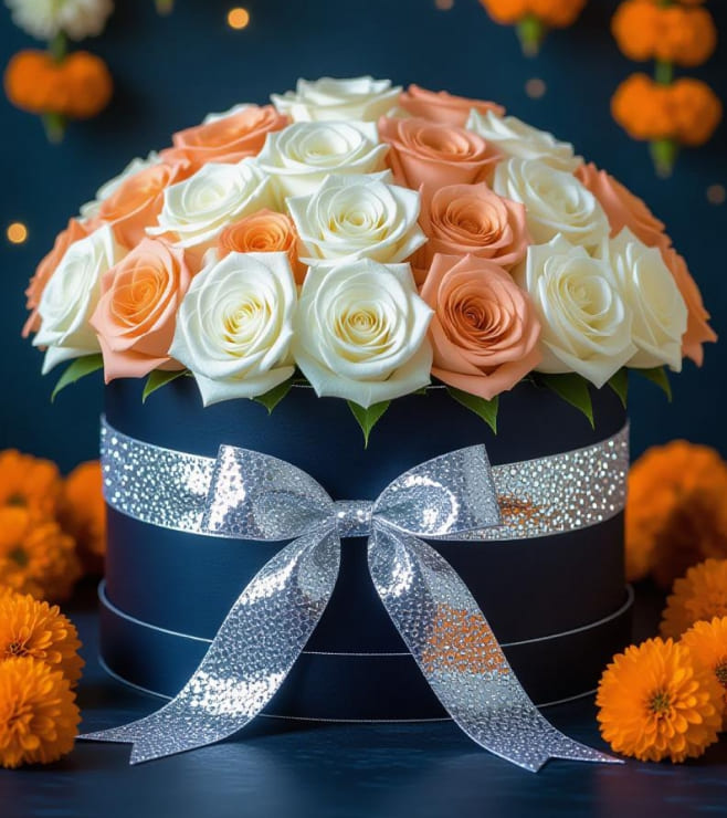 صندوق قبعات Peach Twilight، زهور