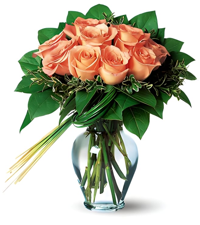 Perfectly Peachy Roses, Flowers