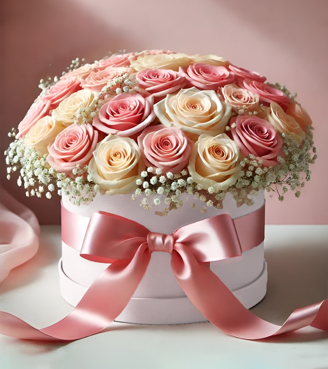 رومانسية باللون الوردي الفاتح، زهور