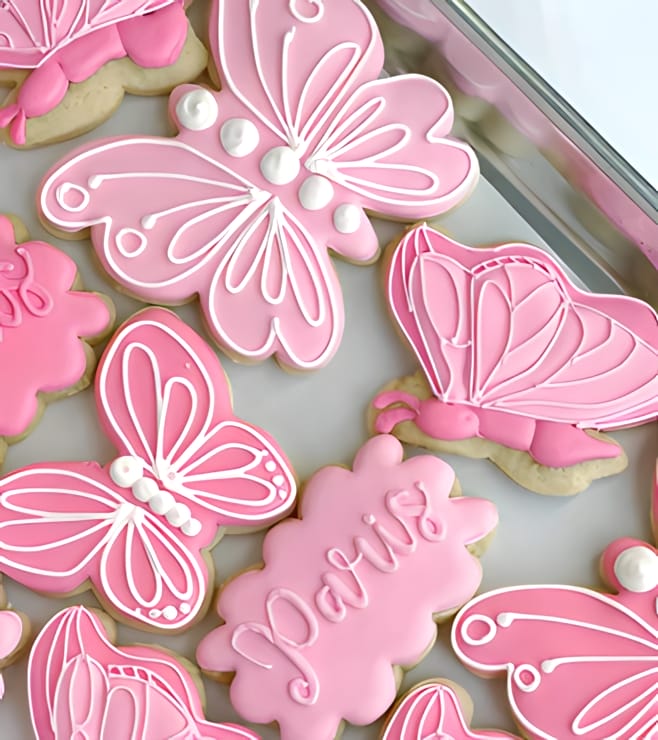 Pink Golden Butterfly Cookies, Cookies